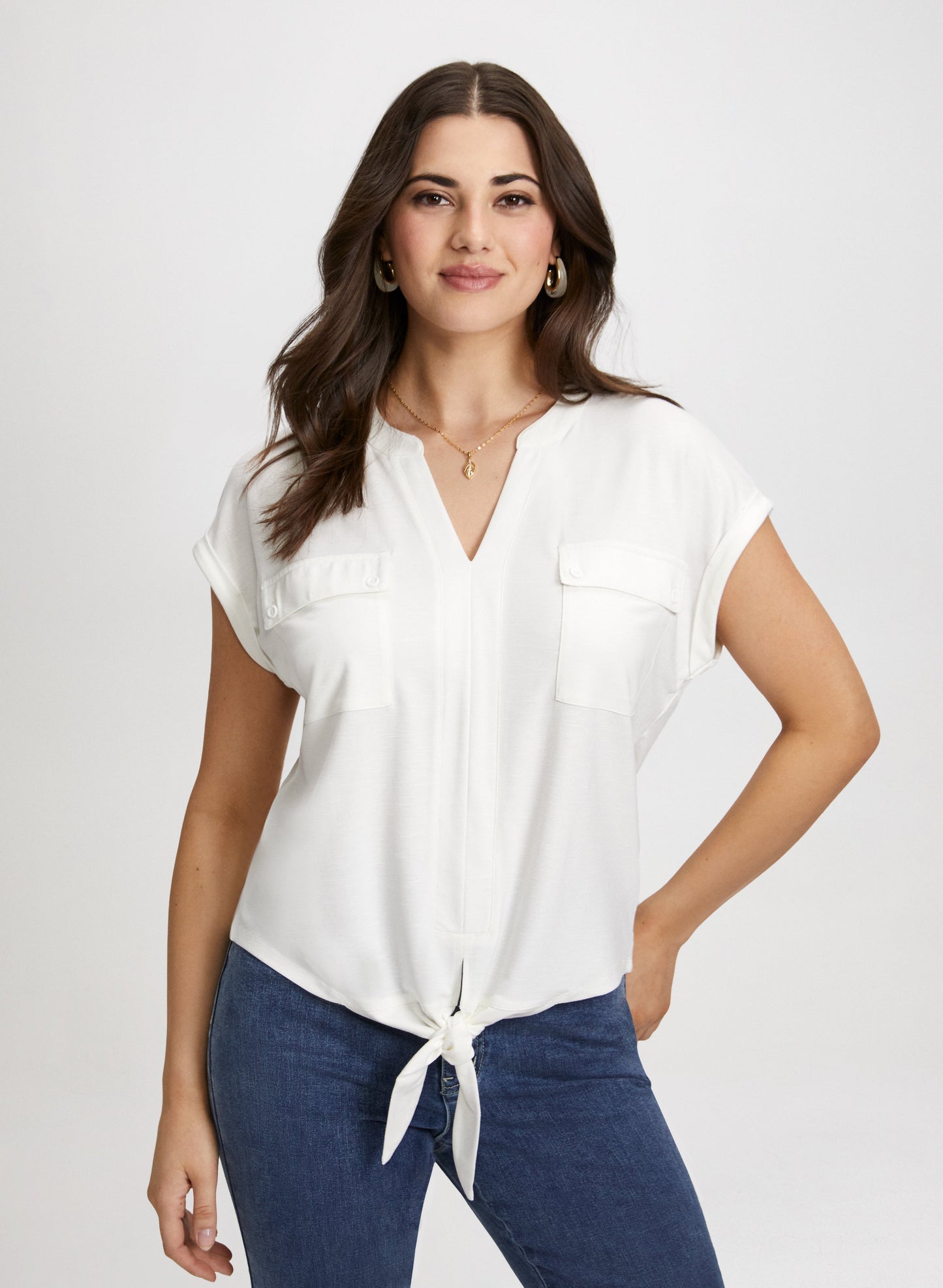 Flap Pocket Detail Top