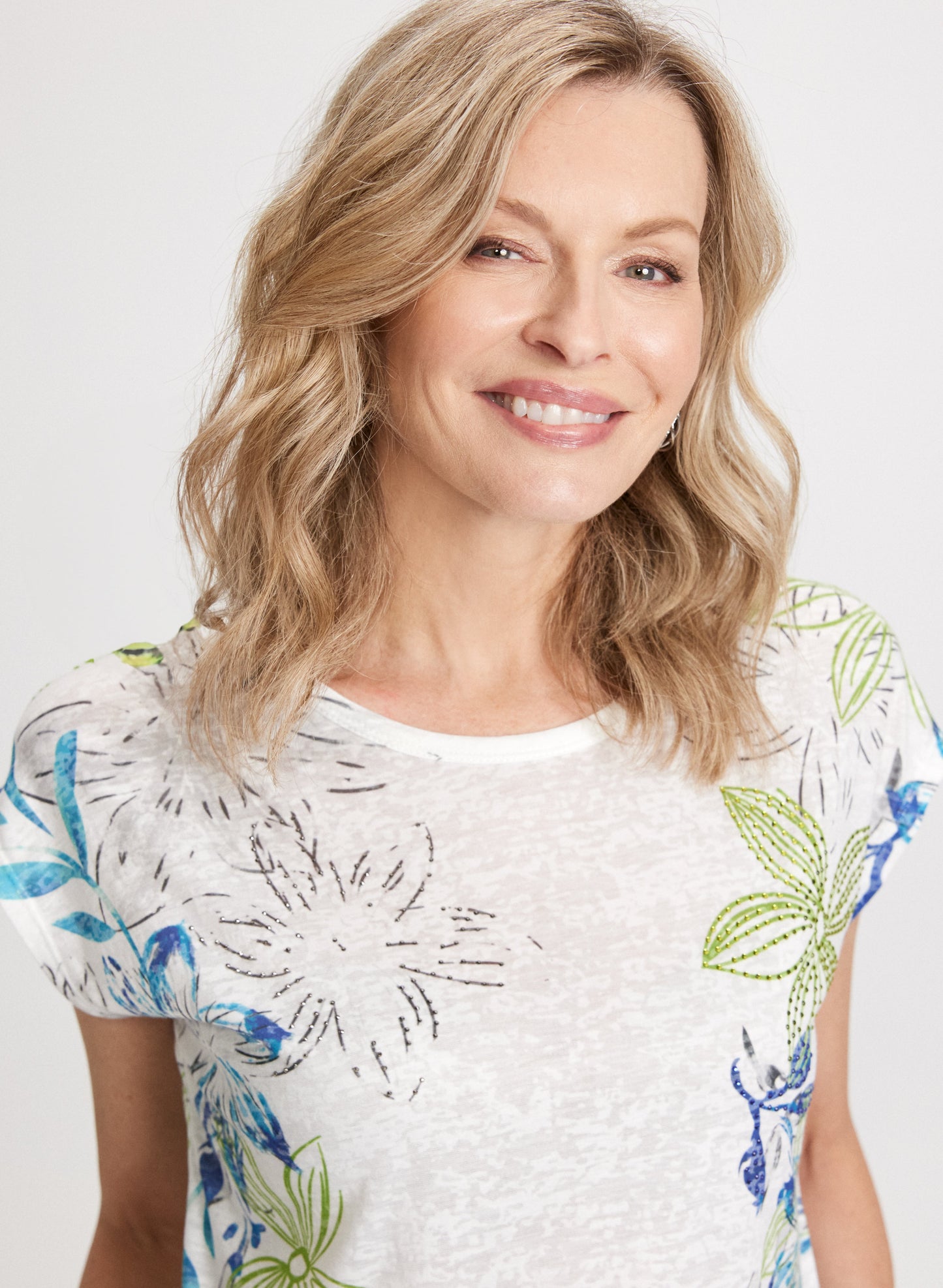 Floral Print Burnout T-Shirt