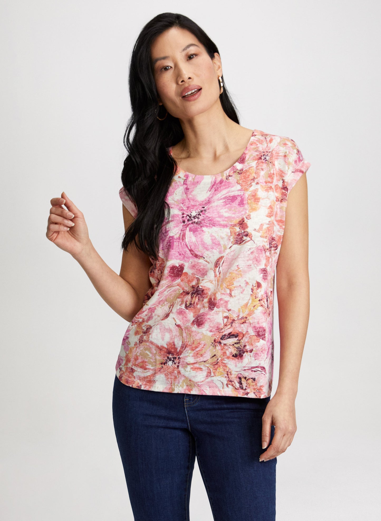 Floral Print Burnout Tee