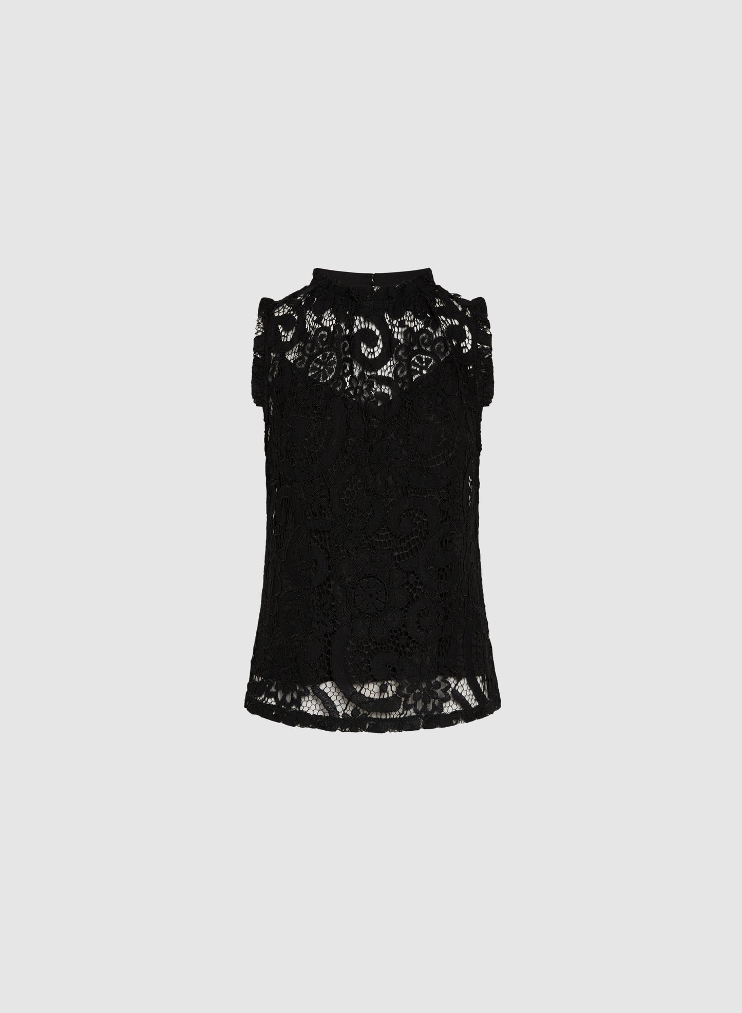 Ruffle Detail Cap Sleeve Lace Blouse