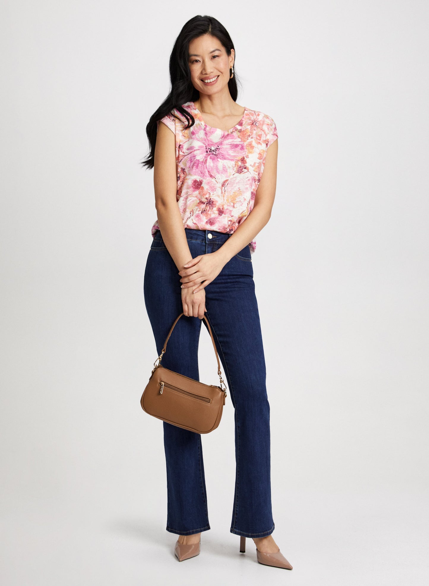 Floral Print Burnout Tee