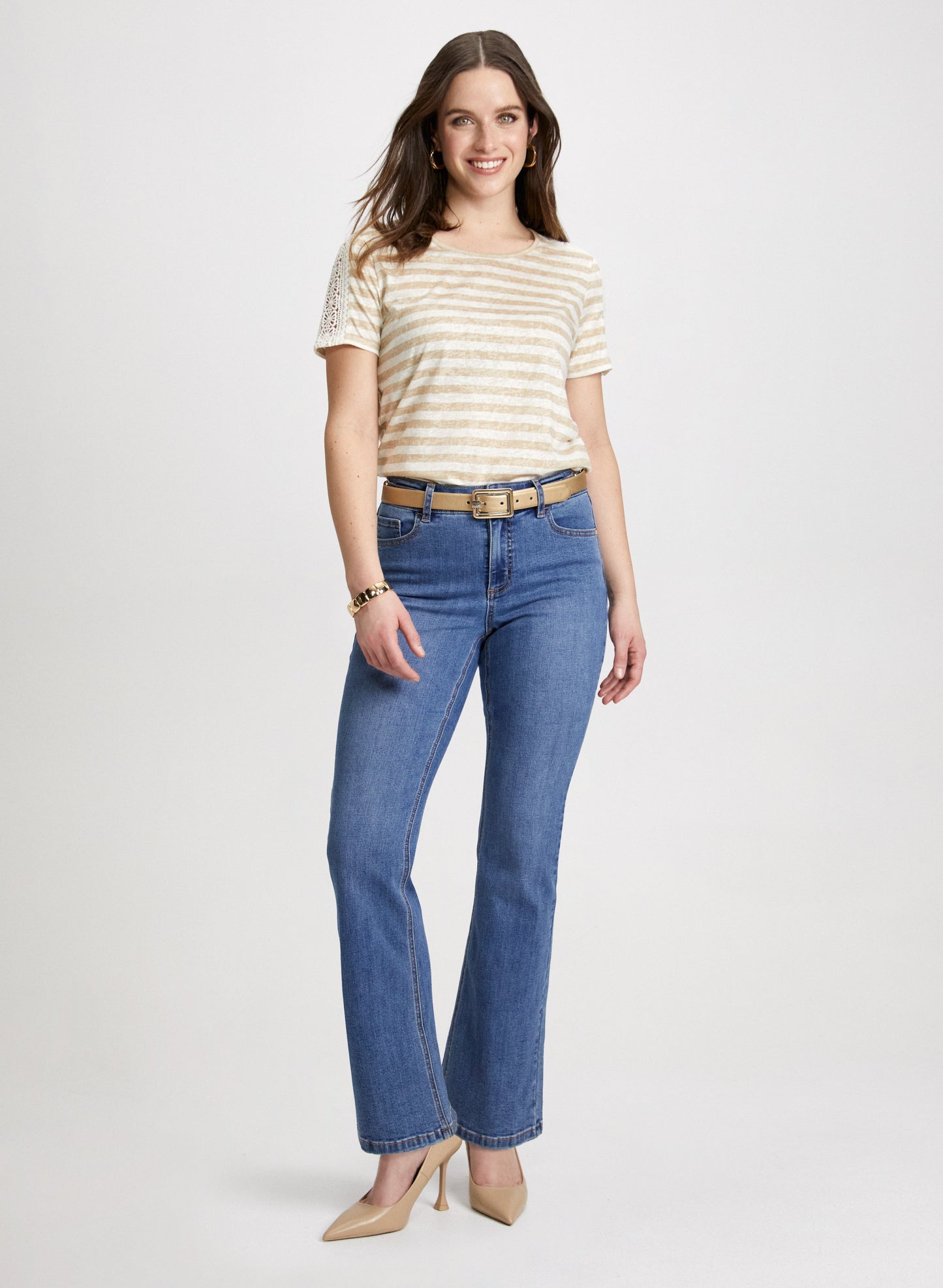 Striped Crochet Lace Tee
